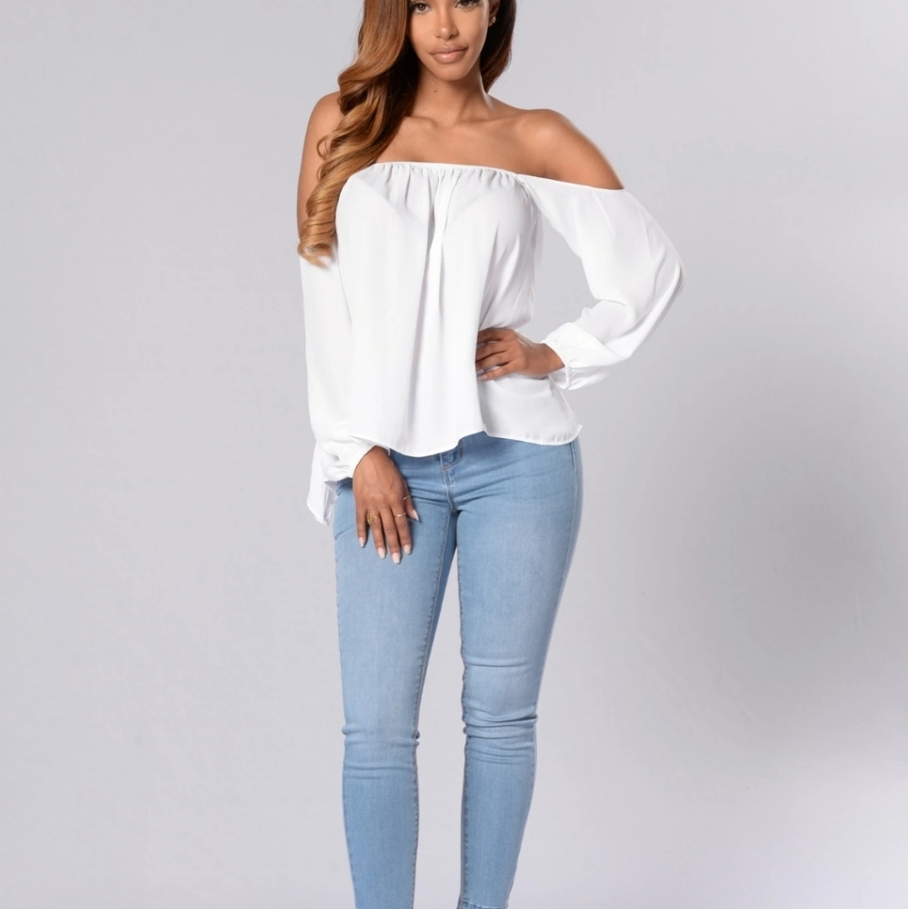 Fashion Nova White Sheer White Blouse New with tag